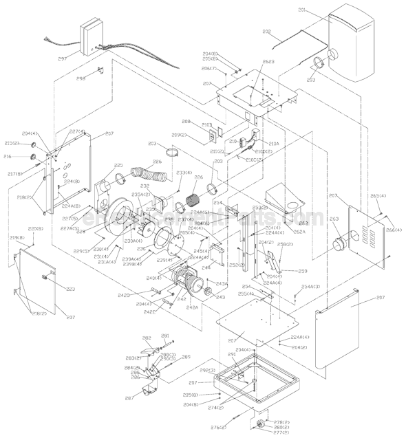 Page B Diagram and Parts List for 31-735B  Delta Belt or Drum Sander