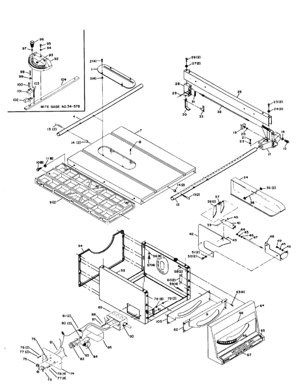 Delta 34-657 Diagram and Parts List for 34-657  Delta Saw