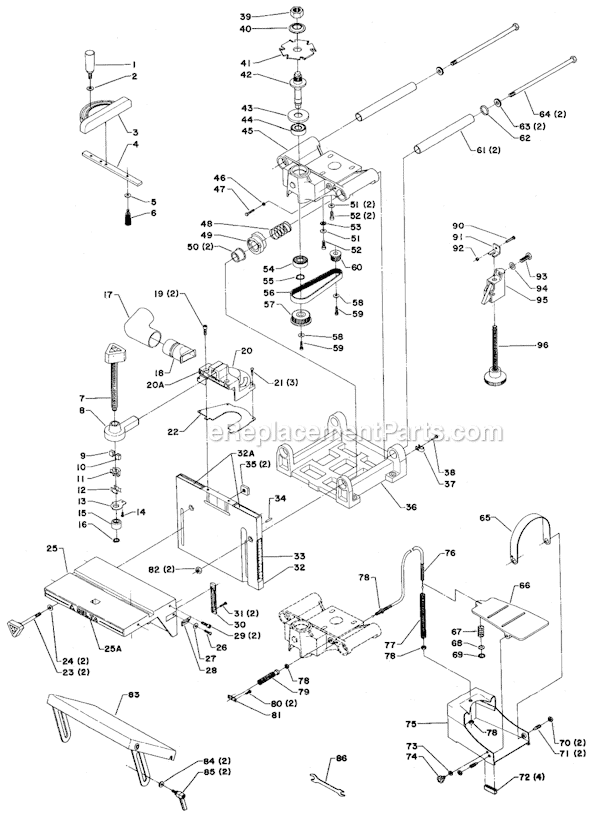 Page A Diagram and Parts List for 32-100 Type 1 Delta Planer Jointer