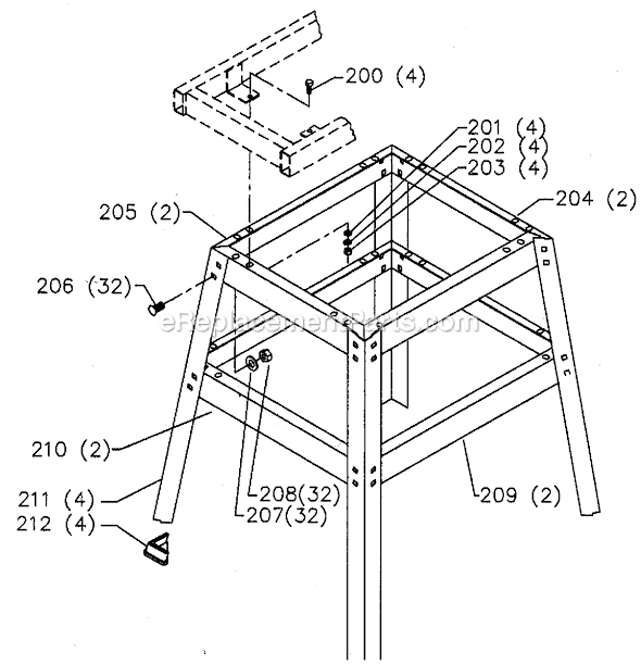 Page A Diagram and Parts List for 32-331 Type 1 Delta Tool Stand & Cart