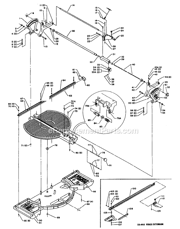 Page A Diagram and Parts List for 33-055 Type 1 Delta Band Saw