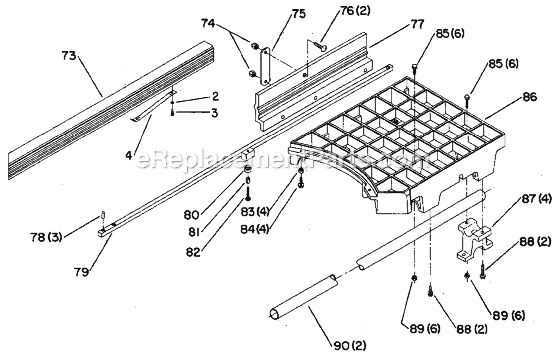 Page E Diagram and Parts List for 33-150 Type 1 S/N 87E69387 and Above Delta Table Saw