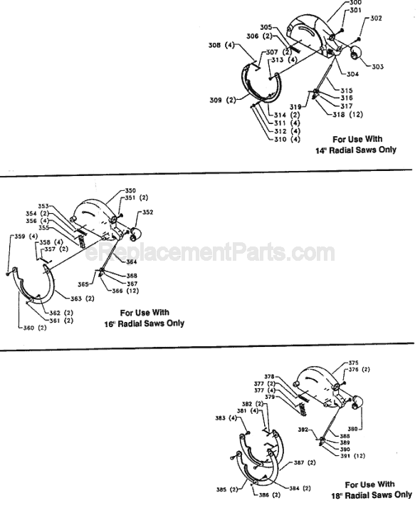 Page C Diagram and Parts List for 33-400 Type 1 Delta Chop Saw