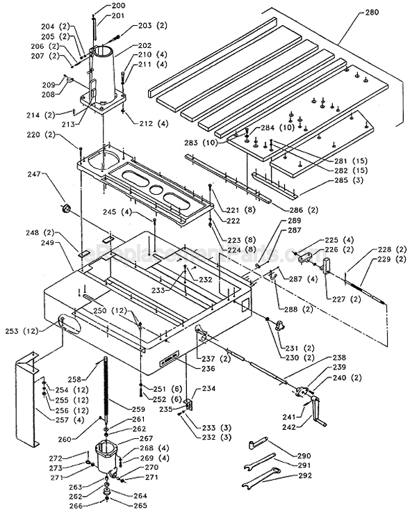 Page B Diagram and Parts List for 33-401 Type 1 Delta Chop Saw