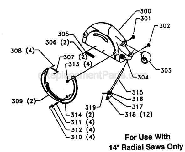 Page C Diagram and Parts List for 33-401 Type 1 Delta Chop Saw