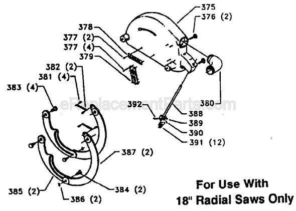 Page E Diagram and Parts List for 33-401 Type 1 Delta Chop Saw