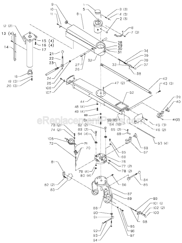Page A Diagram and Parts List for 33-401 Type 2 Delta Chop Saw