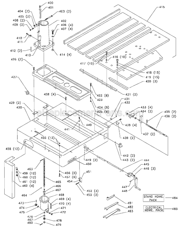 Page C Diagram and Parts List for 33-401 Type 2 Delta Chop Saw