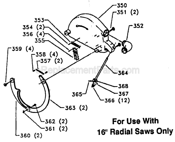 Page D Diagram and Parts List for 33-402 Type 1 Delta Chop Saw