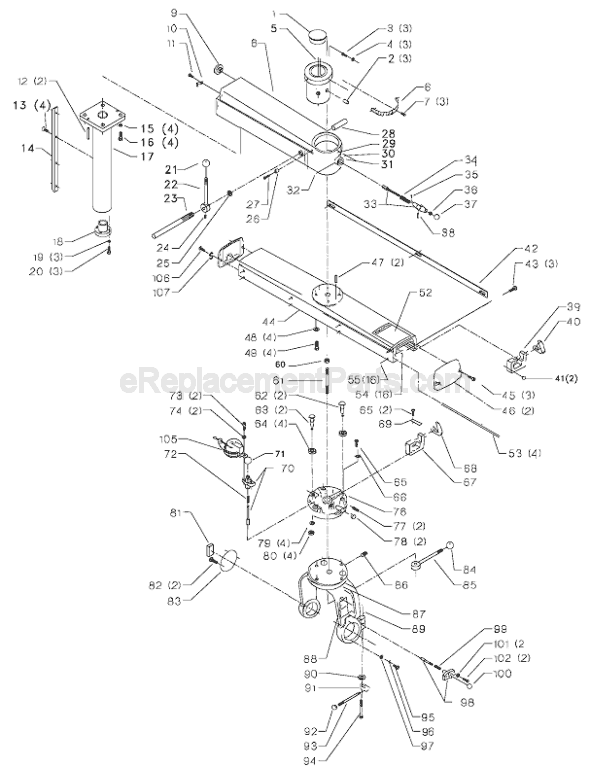Page A Diagram and Parts List for 33-402 Type 2 Delta Chop Saw