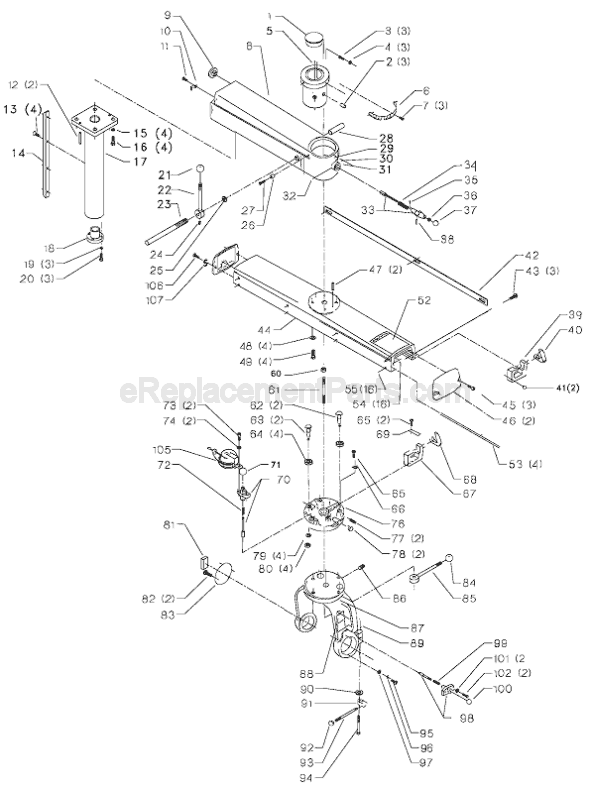 Page A Diagram and Parts List for 33-403 Type 2 Delta Chop Saw