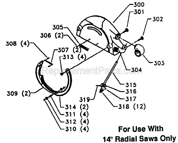 Page C Diagram and Parts List for 33-410 Type 1 Delta Chop Saw