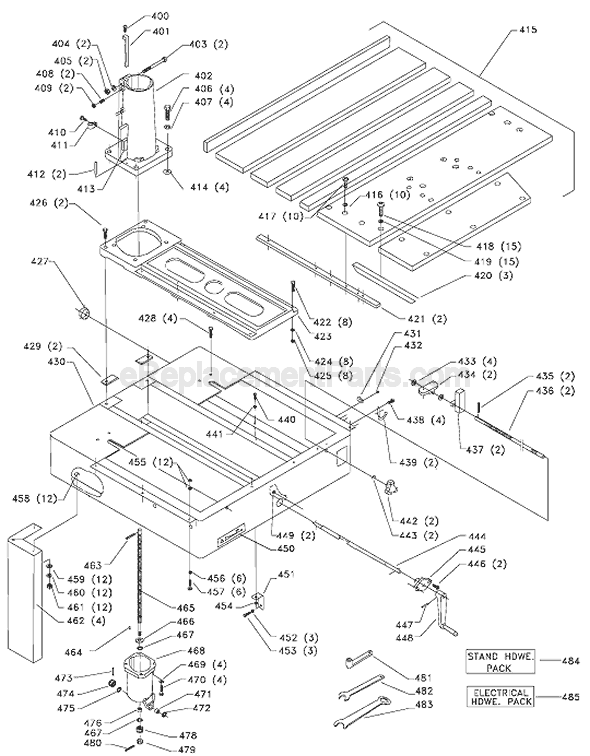 Page C Diagram and Parts List for 33-411 Type 2 Delta Chop Saw