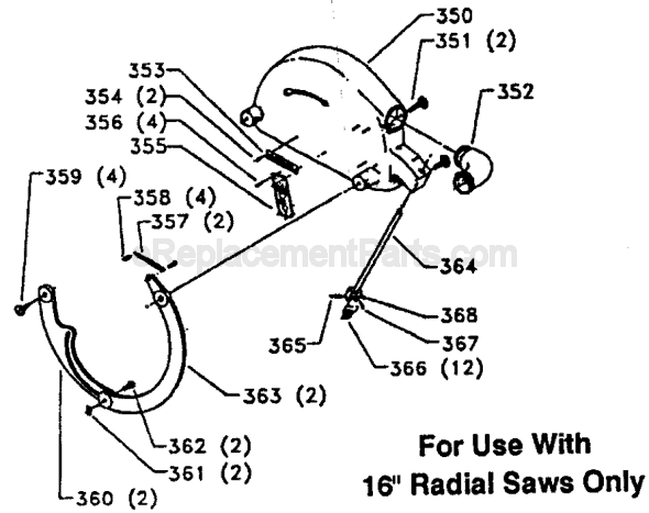 Page D Diagram and Parts List for 33-412 Type 1 Delta Chop Saw