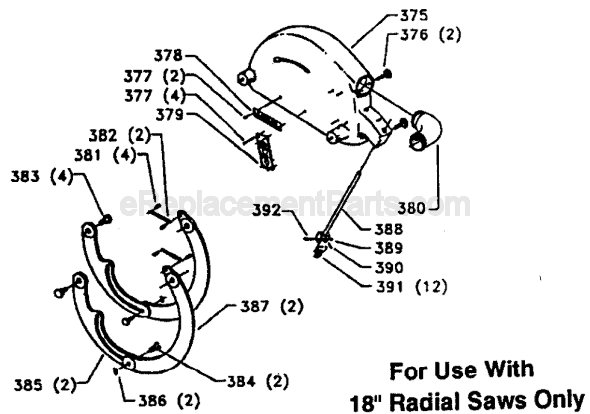 Page E Diagram and Parts List for 33-412 Type 1 Delta Chop Saw