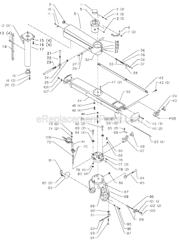 Page A Diagram and Parts List for 33-412 Type 2 Delta Chop Saw