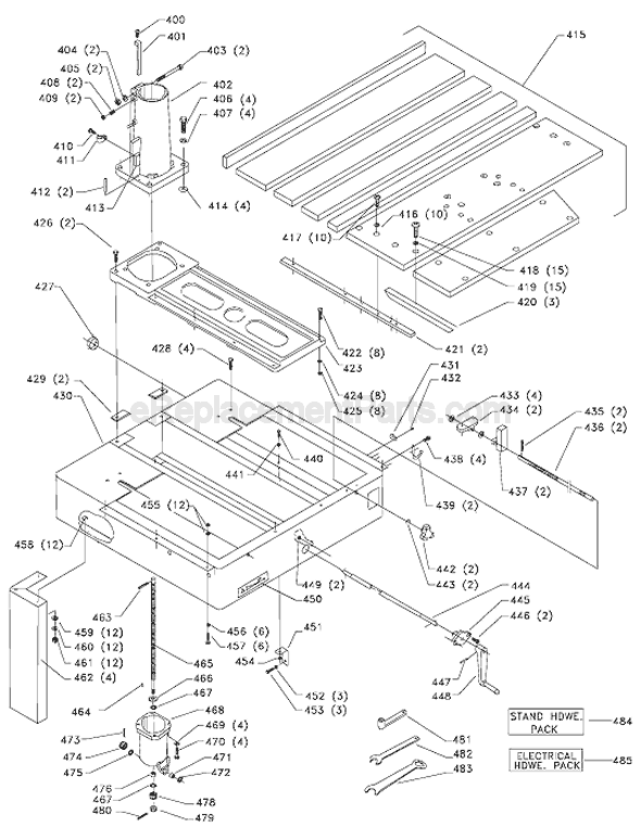 Page C Diagram and Parts List for 33-412 Type 2 Delta Chop Saw