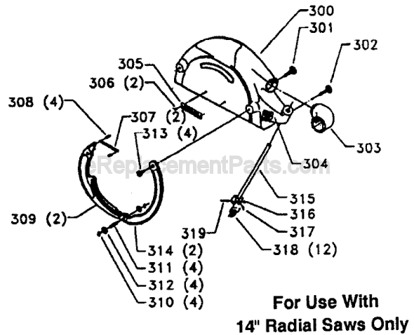 Page C Diagram and Parts List for 33-413 Type 1 Delta Chop Saw
