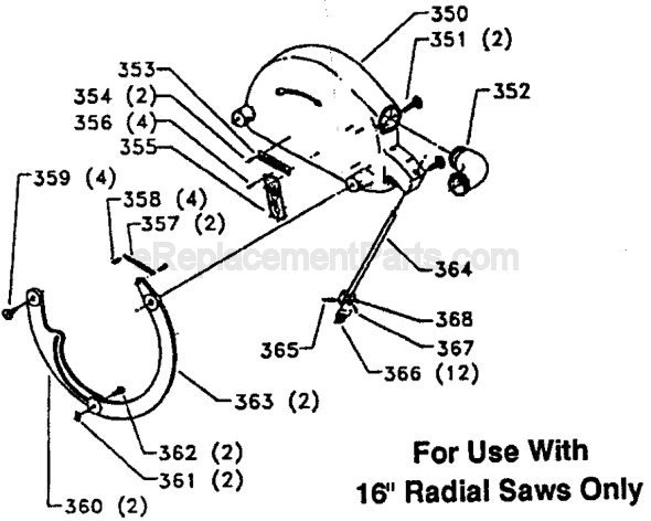 Page D Diagram and Parts List for 33-413 Type 1 Delta Chop Saw