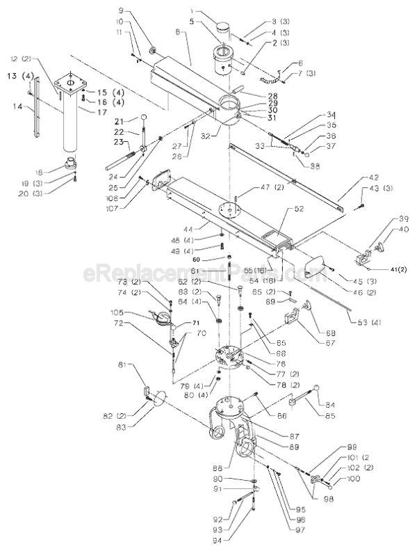 Page A Diagram and Parts List for 33-413 Type 2 Delta Chop Saw