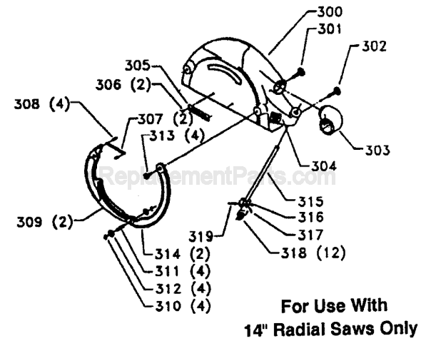 Page C Diagram and Parts List for 33-420 Type 1 Delta Chop Saw