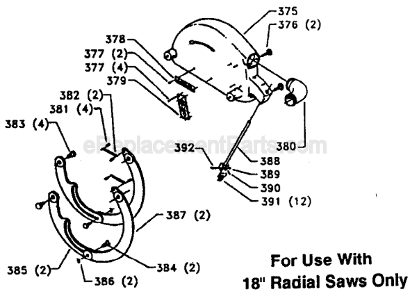 Page E Diagram and Parts List for 33-420 Type 1 Delta Chop Saw