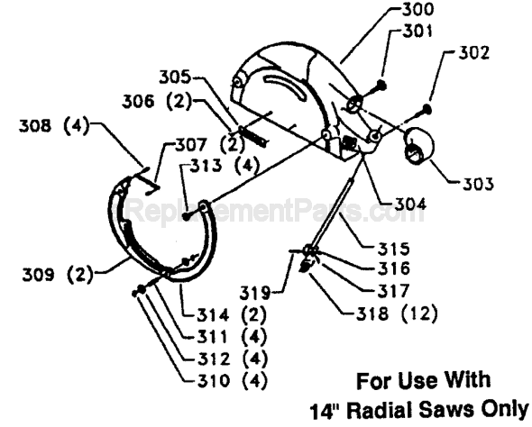 Page C Diagram and Parts List for 33-421 Type 1 Delta Chop Saw