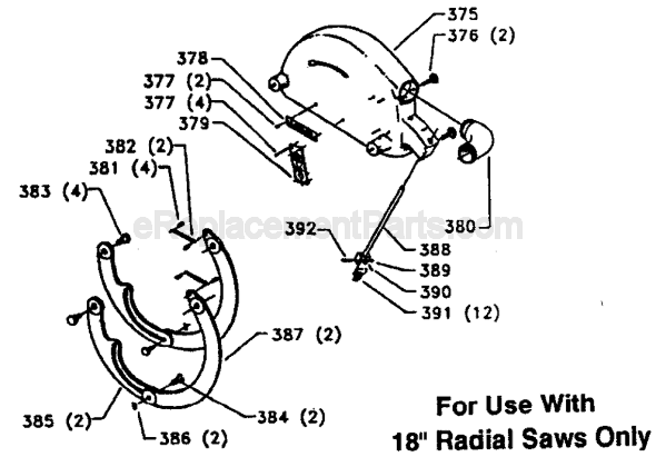 Page E Diagram and Parts List for 33-421 Type 1 Delta Chop Saw