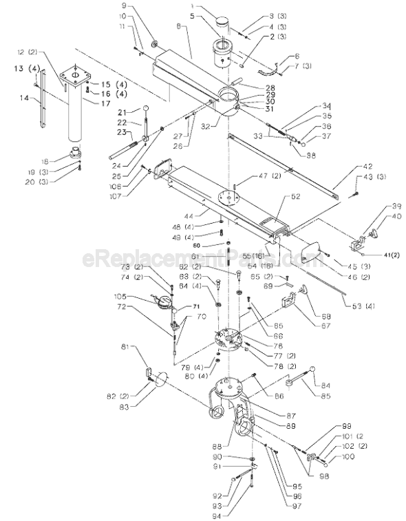 Page A Diagram and Parts List for 33-421 Type 2 Delta Chop Saw