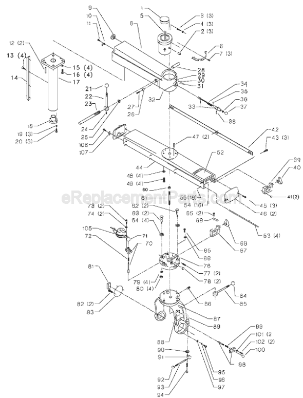 Page A Diagram and Parts List for 33-422 Type 2 Delta Chop Saw