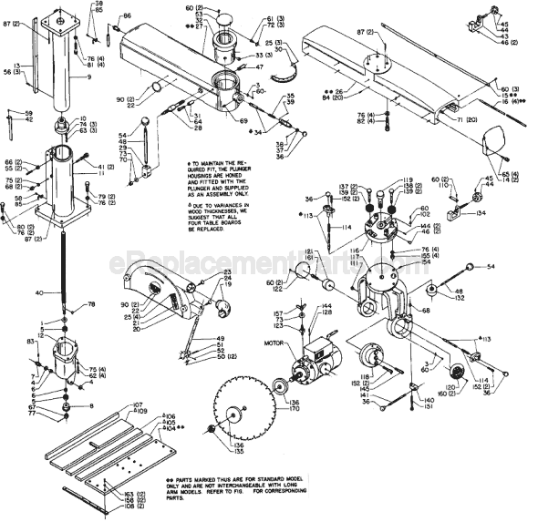 Page A Diagram and Parts List for 33-423 Type 1 Delta Chop Saw