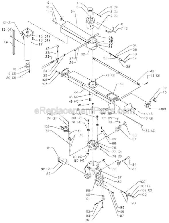 Page A Diagram and Parts List for 33-423 Type 3 Delta Chop Saw