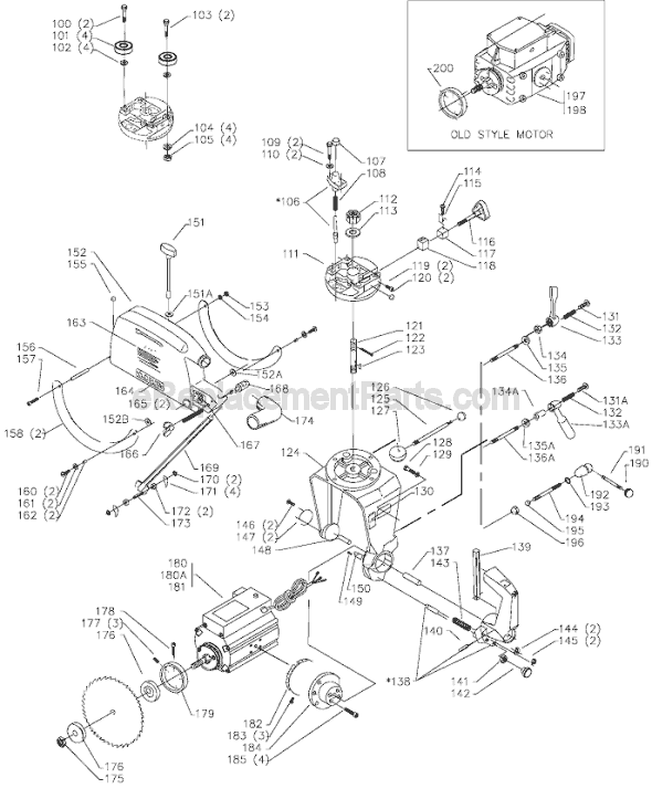 Page B Diagram and Parts List for 33-891 Type 1 Delta Chop Saw