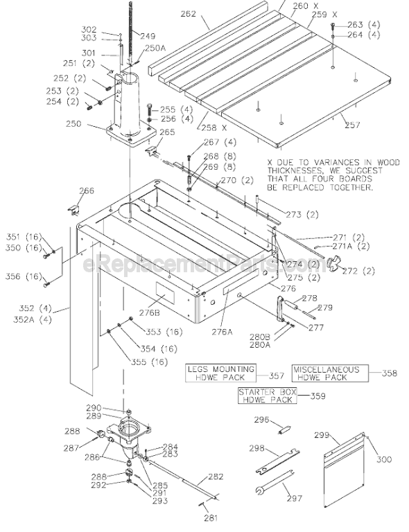 Page C Diagram and Parts List for 33-891 Type 1 Delta Chop Saw