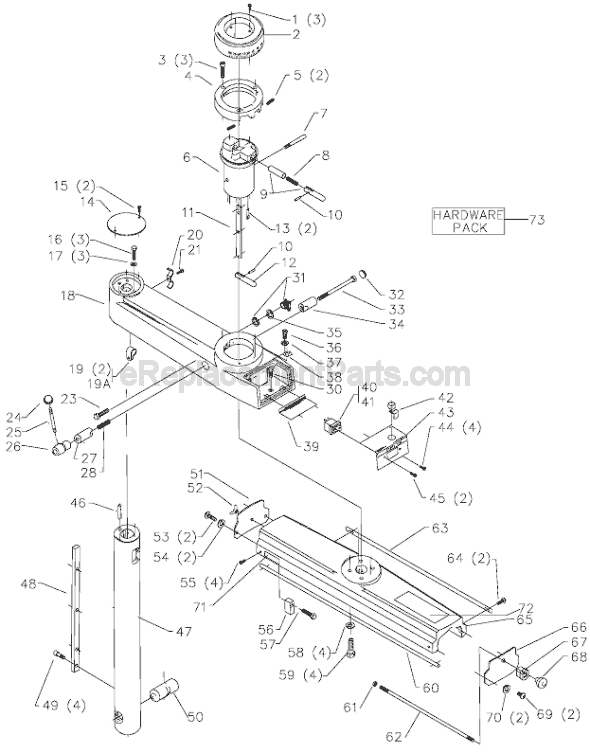 Page A Diagram and Parts List for 33-895X Type 1 Delta Chop Saw