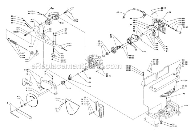 Page A Diagram and Parts List for 34-010 Type 1 S/N FD-6575 Delta Miter Saw