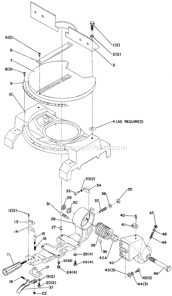 Page A Diagram and Parts List for 34-080 Type 1 Delta Miter Saw