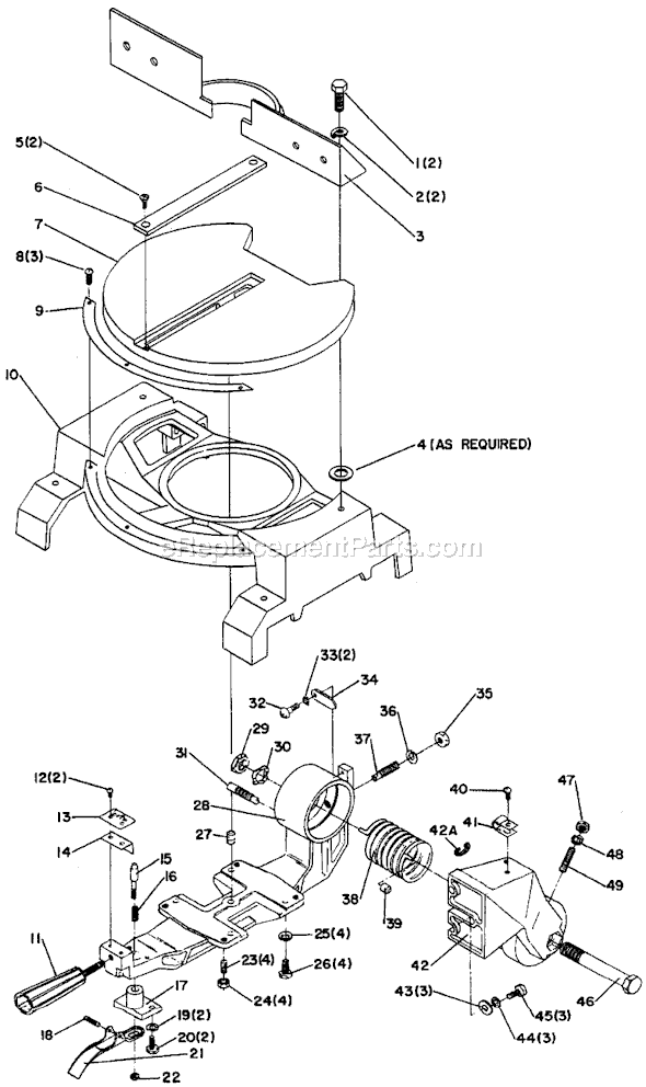 Page A Diagram and Parts List for 34-080 Type 2 Delta Miter Saw