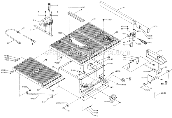 Page A Diagram and Parts List for 34-330 Type S/N 89H70050 Delta Table Saw