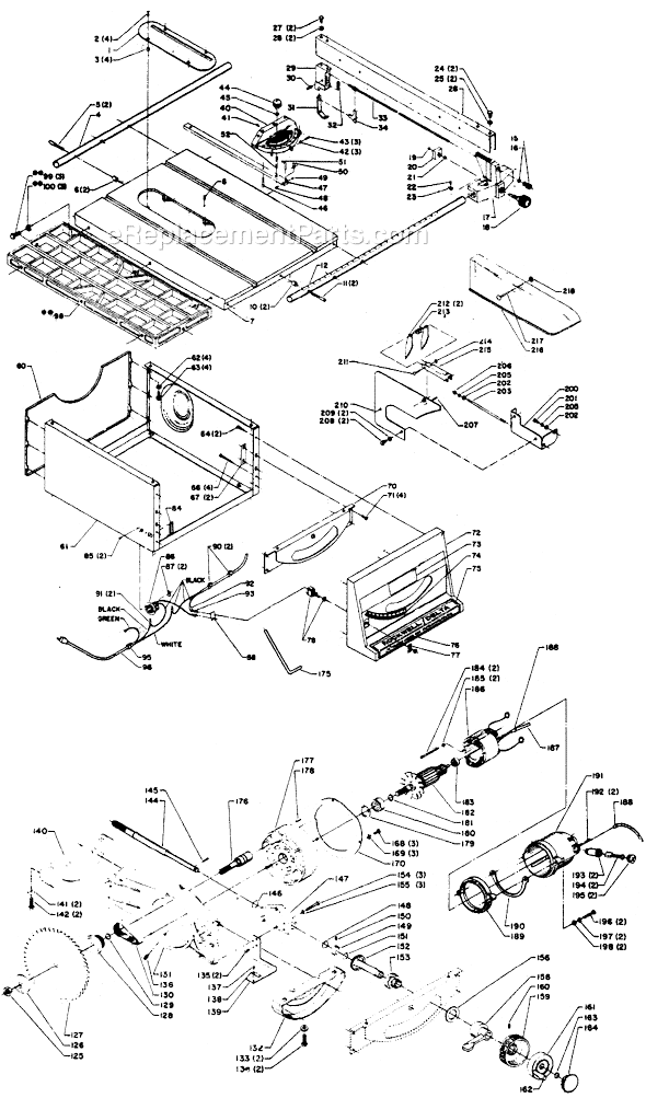Page A Diagram and Parts List for 34-336 Type 1 Delta Table Saw