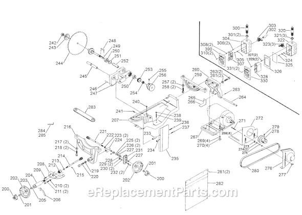 Page B Diagram and Parts List for 34-429 Type 1 Delta Table Saw