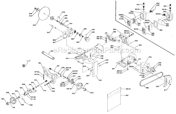 Page B Diagram and Parts List for 34-430 Type 1 Delta Table Saw