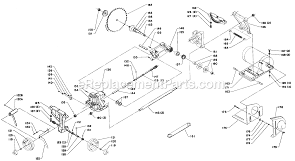 Page B Diagram and Parts List for 34-441 Type 1 Delta Table Saw