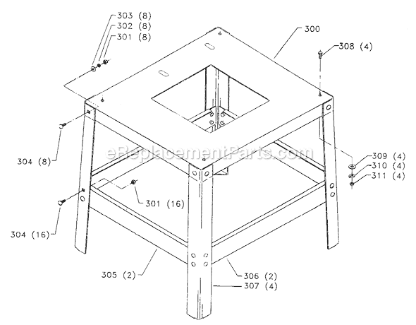 Page D Diagram and Parts List for 34-444 Type 3 Delta Table Saw