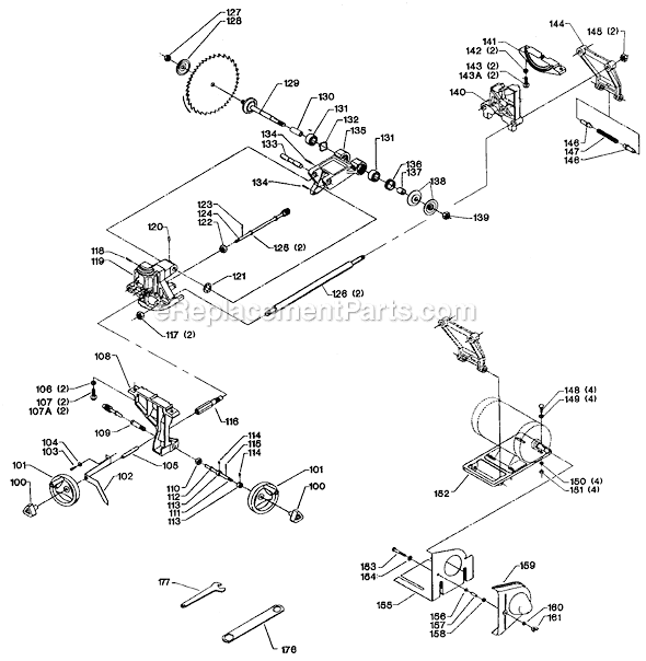 Page B Diagram and Parts List for 34-445 Type 3 Delta Table Saw