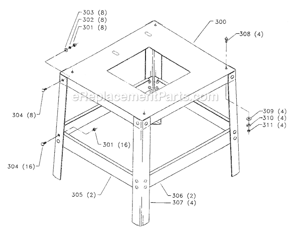Page D Diagram and Parts List for 34-445 Type 3 Delta Table Saw