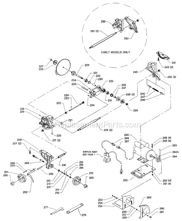 Page B Diagram and Parts List for 34-445 Type 4 Delta Table Saw