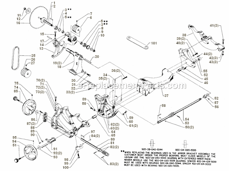 Page A Diagram and Parts List for 34-466  Delta Miter Saw