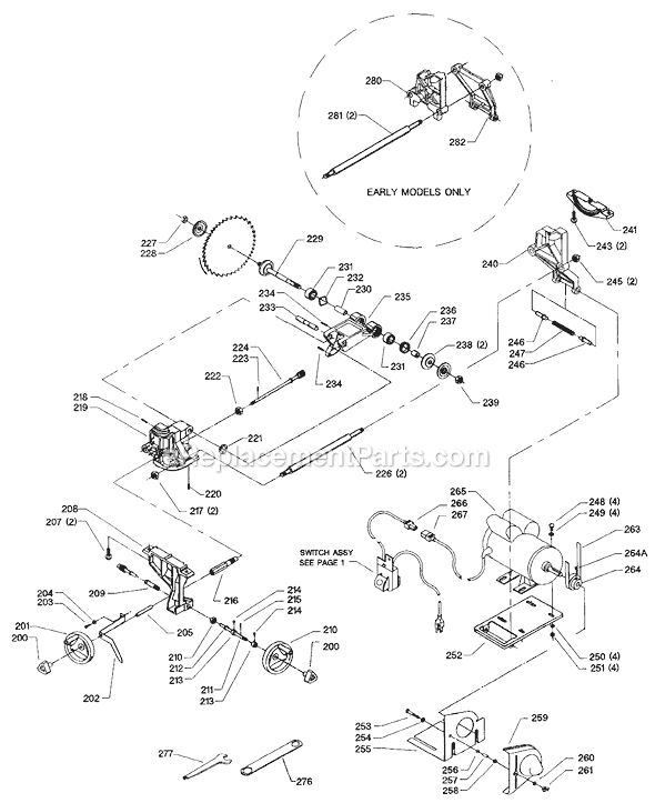 Page B Diagram and Parts List for 34-474 Type 1 Delta Table Saw