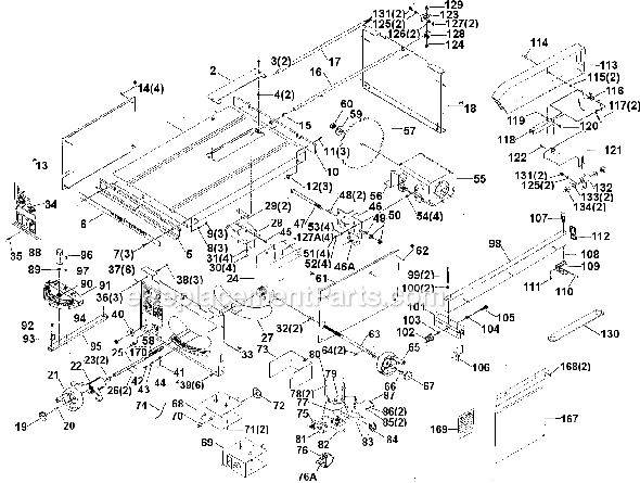 Page A Diagram and Parts List for 34-570 Type 1 Delta Table Saw